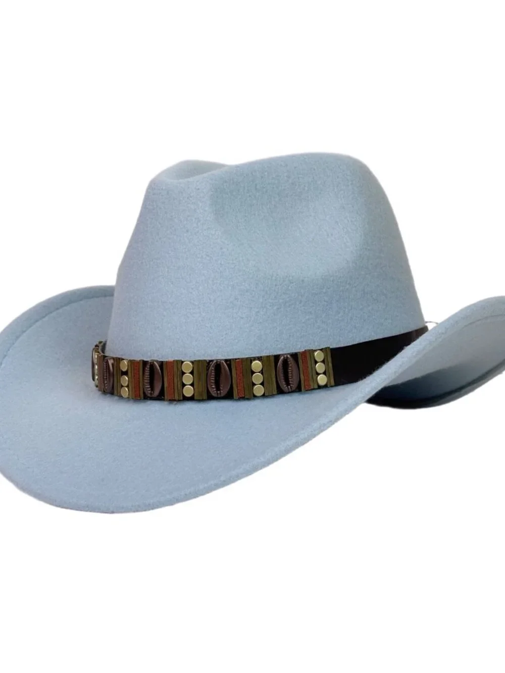 Sky Blue Western Cowboy Hat Wide Brim Ranch Rodeo Cowgirl Festival Boho Hat